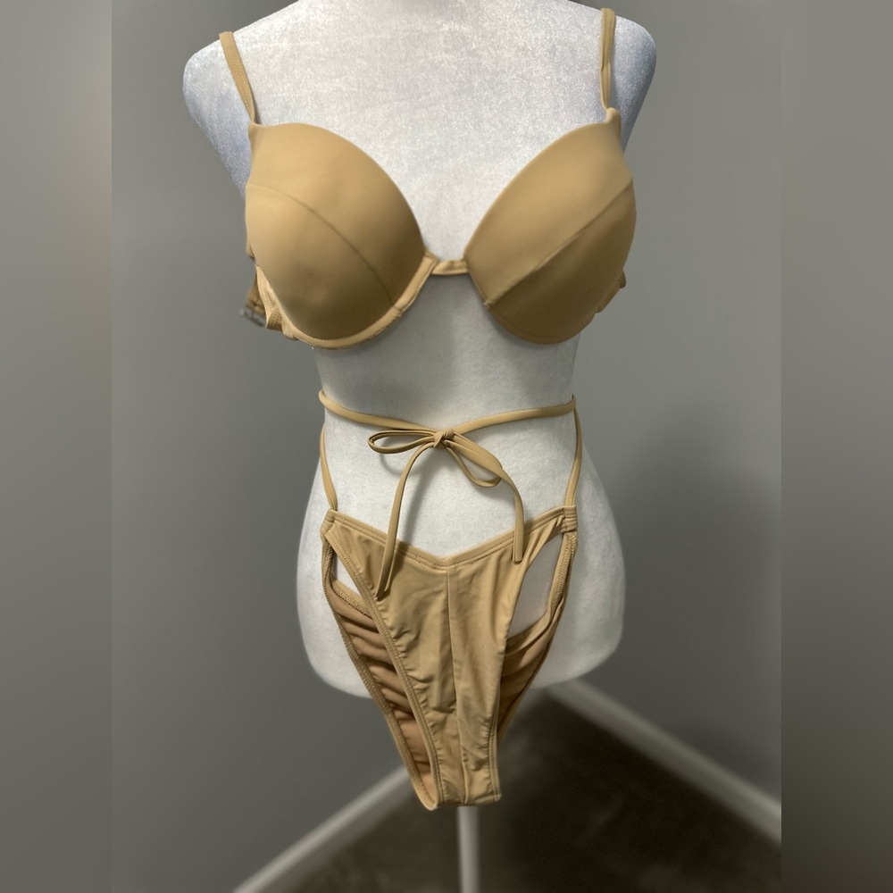 SEXY 3pc bikini set high waist tie bikini M w/matching wide leg pants /coverup)